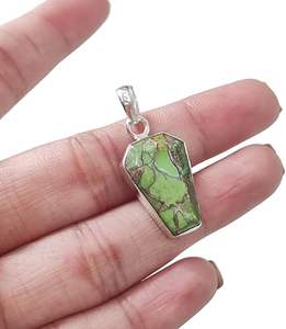 Colgante de Plata de Ley 925 con Turquesa Verde Natural, Piedra de Nacimiento de Diciembre, Joyería Hecha a Mano para Mujer - Product Image 3