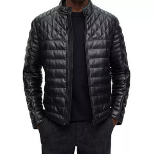 Veste en cuir matelassé pour homme Veste en duvet d'agneau véritable de haute qualité, personnalisée, brodée, neuve, 2025 - Product Image 4