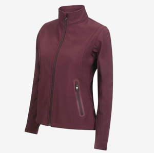 Shemax 2024 Top Quality Hot Selling Custom Wholesale OEM Horse Riding <b>Women's</b> Soft Shell <b>Jacket</b> Burgundy - Product Image 1