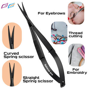 Pinzas para Cejas Inclinadas Negras, Pinzas Puntiagudas de Acero Inoxidable, Juego de 3 Herramientas, Empaque Personalizado, Tijeras de Resorte de Bahasa Pro - Product Image 2