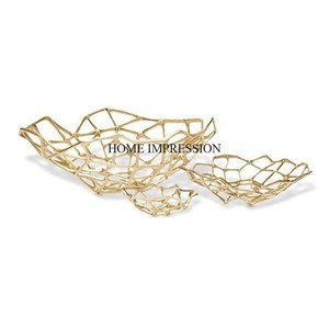 ชุดจานกลางโต๊ะลวดโลหะชุบทอง3ชิ้น - Product Image 1