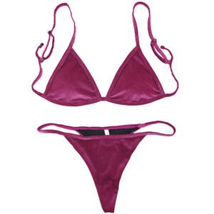 Nuevo Conjunto de Bikini de Talla Grande sin Espalda con Decoración de Cristal en la Cintura y Logotipo Frontal, Traje de Baño de Color Sólido Personalizado al por Mayor - Product Image 2