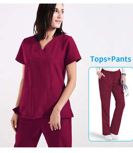 Conjunto médico de ajuste moderno para mujer, V elástico con cuello en uniforme de enfermera, ropa de trabajo para Hospital - Product Image 3