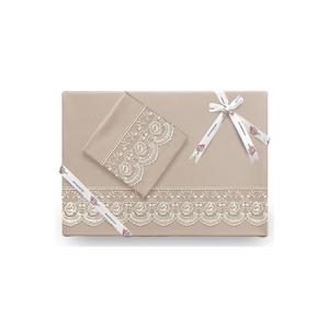 Copripiumino singolo Kure in pizzo francese Set 4 pezzi cappuccino - Product Image 1