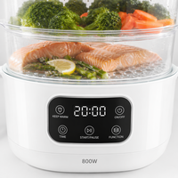 Cuiseur vapeur électrique 800W multi-niveaux grande capacité avec contrôle tactile et minuterie pour cuisine domestique