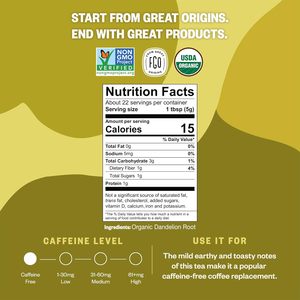 FGO Organic Dandelion Root, Cut and Sifted Loose <b>Tea</b>, 4 Ounce Resealable Bag - Product Image 6