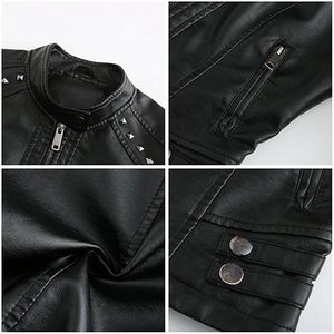 Women's Leather Cropped Tops Leather <b>Jackets</b> Coats Stand Collar <b>Jackets</b> <b>Jackets</b> - Product Image 5