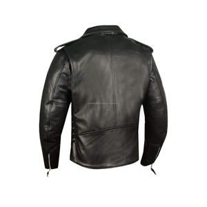 Chaqueta de piel auténtica personalizada con cremallera para hombre, chaqueta de piel auténtica de buena calidad a precios al por mayor, chaqueta de piel de color personalizada para hombre - Product Image 2