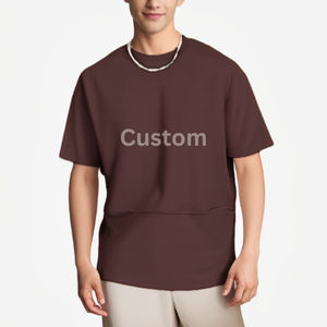 T-shirts pour hommes avec logo personnalisé, séchage rapide, respirants, anti-plis, décontractés, tricotés, 100% coton, écologiques, col rond, prix bas - Product Image 3