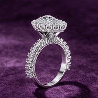 Bague de fiançailles en argent sterling 925 certifiée GRA, couleur D, VVS, coupe poire, double halo, moissanite, design goutte d'eau, style Iced Out