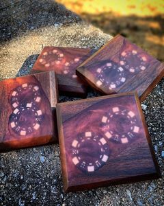 ชุดจานรองแก้วทำจากไม้อีพ็อกซี่ทรงสี่เหลี่ยมปรับแต่งได้เป็นมิตรกับสิ่งแวดล้อมทำด้วยมือพร้อมเอฟเฟคจากมหาสมุทรสำหรับใช้ในบ้าน - Product Image 2