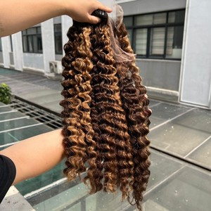 PRIX DE GROS PIXIE PIANO FRISÉ EN HAUT D'OR BRUN 100% DONEUR UNIQUE CRU EXTENSIONS DE CHEVEUX HUMAINS VIETNAMIENS - Product Image 3