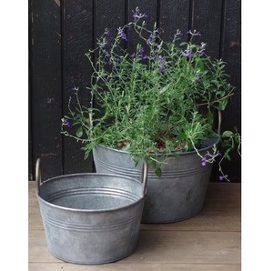 Juego de 3 macetas de flores galvanizadas de hierro hechas a mano ecológicas con mango personalizable para uso en el hogar y el jardín al aire libre - Product Image 5