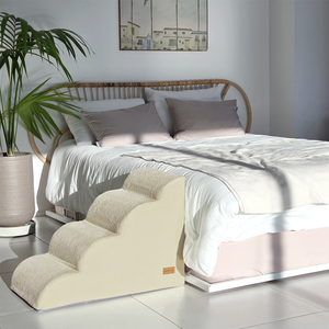 [AllmioPet] Escalier pour animaux de compagnie en tissu nuage, beige, 4 marches, AMP 4 BE, conçu pour les chiots, les chatons, les animaux de compagnie âgés, mouvement quotidien - Product Image 2