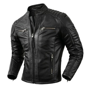 Chaquetas de moto Vintage para hombre, chaqueta de cuero 100%, abrigo de cuero de vaca genuino, ropa de motorista para hombre, otoño - Product Image 1