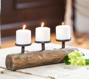 Portavelas de Madera Hecho a Mano, Perfecto para Decoración de Interiores Rústicos y para Mejorar el Ambiente Relajante y Tranquilo de la Noche - Product Image 1