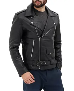 New men/unisex Motorcycle Lambskin Leather Jacket Coat Size XS S M L XL