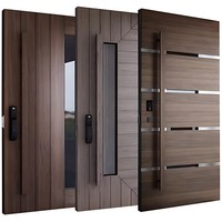 Porte d'entrée en bois à double entrée décorative extérieure haut de gamme porte d'entrée en bois pour entrée principale de maison