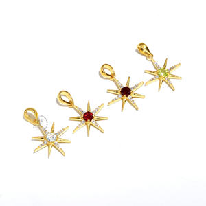 Collar con colgante chapado en oro y plata de ley 925 al por mayor, conjunto de bisel de piedras preciosas con forma redonda natural, regalo de estilo bonito para mujer - Product Image 1