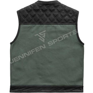 Diamond Cut Canvas <b>Leather</b> <b>Vest</b> Wholesale <b>Vests</b> for Men Stylish Genuine <b>Leather</b> Motorcycle 100% Natural Cowhide Jacket - Product Image 4