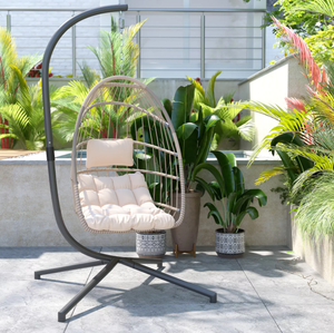 Silla Colgante <span class=keywords><strong>de</strong></span> Mimbre para Exteriores, Diseño Nuevo 2026, con Cojín Cómodo para Patio, Jardín y Balcón - Product Image 3