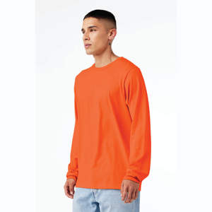 Vibrant Comfort 100% Airlume Combed Cotton Long Sleeve Crew Neck T-<b>Shirt</b> Formal <b>Orange</b> Hue With Classic Softness - Product Image 2