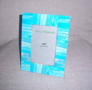 Cadre photo classique en bois, laiton et résine avec incrustation de corne, personnalisable, écologique, pour décoration intérieure, salon, cadeau - Product Image 2