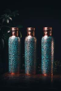 Bouteille d'eau en cuivre anti-fuite de 500ml fabriquée à la main pour les amateurs de style de vie actif Yoga Fitness-Hydratation améliorée - Product Image 6