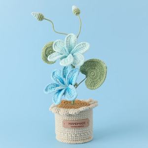 Planta Artificial de Ganchillo Hecha a Mano Popular, con Hilo de Copo de Nieve y Flor de Árbol de Aceite, en Maceta de Lana, con un Hermoso Significado para Interiores - Product Image 3
