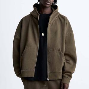 เสื้อฮู้ดมีซิปสำหรับผู้ชาย, เสื้อฮู้ดแนวสตรีทโอเวอร์ไซส์วินเทจ - Product Image 6