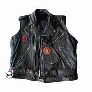 Gilet en cuir de style vintage en cuir avec gilets de moto motard mode personnalisés certifiés vestes de gilet en cuir - Product Image 4
