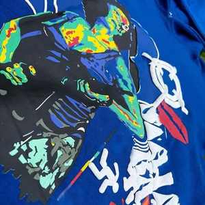 High Quality 100% Cotton 400gsm Flees Puff <b>Printing</b> Pullover <b>Hoodie</b> with Sweat Pant Sweat Suits Wholesale - Product Image 5