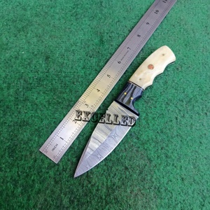 Couteau de chasse Skinner en acier damassé de haute qualité avec manche en os et bois de Pakka - Product Image 5