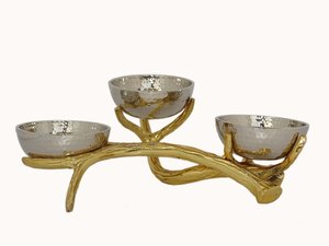 Plata decorativa bellamente martillado a mano con dos contenedores de almacenamiento para decoración de servicio de hogar y hotel a granel para exportación - Product Image 2