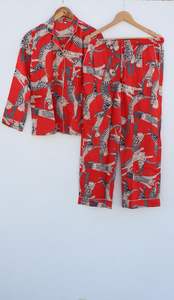 Pijama Estampado Gato, Pj's Algodón Puro, Conjunto de Pijama, Algodón Indio, Ropa de Noche, Traje de Noche Algodón Suave-Regalo para ella - Product Image 2