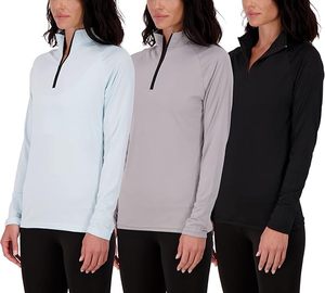 Paquete de 3 camisetas de manga larga de secado rápido para mujer, cuarto de cremallera, logotipo personalizado, manga con soporte, camiseta informal deportiva para montar a caballo para hombre - Product Image 6