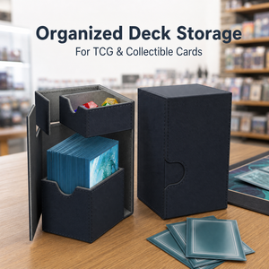 Boîte de rangement pour cartes en cuir PU avec tiroir à dés, boîte magnétique pour cartes, capacité de 80+ cartes pour MTG <span class=keywords><strong>Pokemon</strong></span> YuGiOh, 12 couleurs - Product Image 2