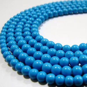 5 CUERDAS-Cuentas de turquesa sintéticas/Cuentas de turquesa de forma redonda Lisa/Tamaño 2mm/Vendido por hebra de 13 a 14 pulgadas de largo - Product Image 1