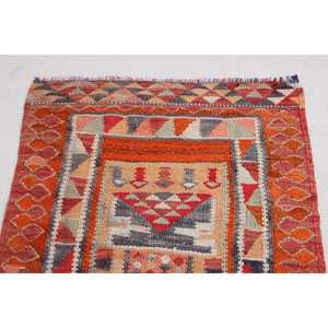 3.2x9.5 ft Turkish Rug, Kilim Rug, <b>Red</b> Camouflage Rug <b>Wool</b> - Product Image 5