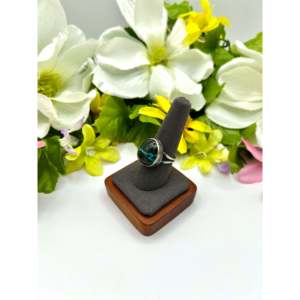 Navajo Handmade Blue <b>Moon</b> Turquoise Sterling Silver <b>Ring</b> Size 9 Hip-Hop Style Inlay Bezel Invisible Setting Stainless Steel Gift - Product Image 3
