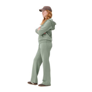 Survêtements évasés en coton 100% personnalisés, vêtements de rue pour femmes, pantalons évasés, ensembles 2 pièces, ensemble de survêtement pour l'hiver - Product Image 3