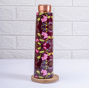 Bouteille d'eau en cuivre imprimée florale en laiton AK en multicolore bouteille d'eau de haute qualité pour les cadeaux de festival/usage personnel - Product Image 1