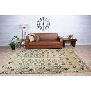 Alfombra Turca de 6.3x9.6 pies, Alfombra Grande Vintage, Alfombra de Lana con Estampado Animal Azul Marrón - Product Image 1