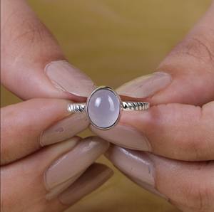 Anillo de plata esterlina 925 al por mayor con cabujones de Calcedonia increíble anillo de piedras preciosas ovaladas para Niñas para ocasiones de fiesta - Product Image 2
