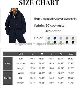 เสื้อครอป2ชิ้นสำหรับผู้หญิง, เซ็ตกางเกงวิ่งแขนยาวเสื้อคอกลมแบบสวมหัวมีเชือกรูดโลโก้เลานจ์น้ำหนักเบา - Product Image 6