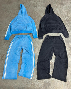 Street Fashion Heavyweight Fleece Men Sweatpants and Full Face Zip up Hoodie Set Custom 3D Puff Print 2 Pieces Men <b>Tracksuit</b> Set - Product Image 6