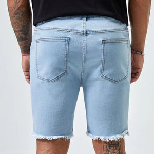 Pantalones cortos de mezclilla de corte de bota informales para hombre, pantalones cortos de mezclilla de alta calidad, Color sólido, precio suave, hecho a medida, cintura bordada de ajuste profesional - Product Image 2