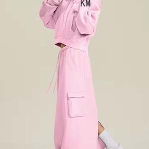 Logo personnalisé de haute qualité couleur unie unie 100% coton coupe ample femme décontracté course 2 pièces ensemble en gros unisexe - Product Image 5