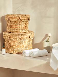 Juego de 2 Cajas de Jacinto de Agua con Bordes Festoneados, Caja de Almacenamiento Hecha a Mano, Ecológica, Decoración Natural para el Hogar, Venta al por Mayor desde Vietnam - Product Image 4