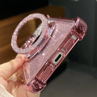 Étui de téléphone magnétique pliable antichoc en TPU + acrylique avec paillettes, design de luxe, couleur unie, garantie 1 an